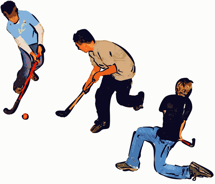 Hockeyspiel mit Hockeyschlägern