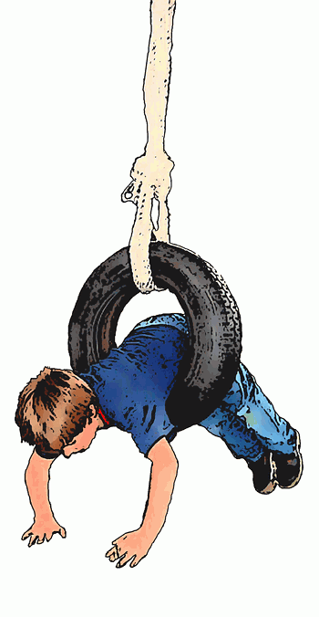 Reifenspiele: durch einen aufgehängten Reifen springen.